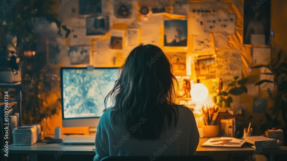 Woman Working at Computer Woman Working at Computer