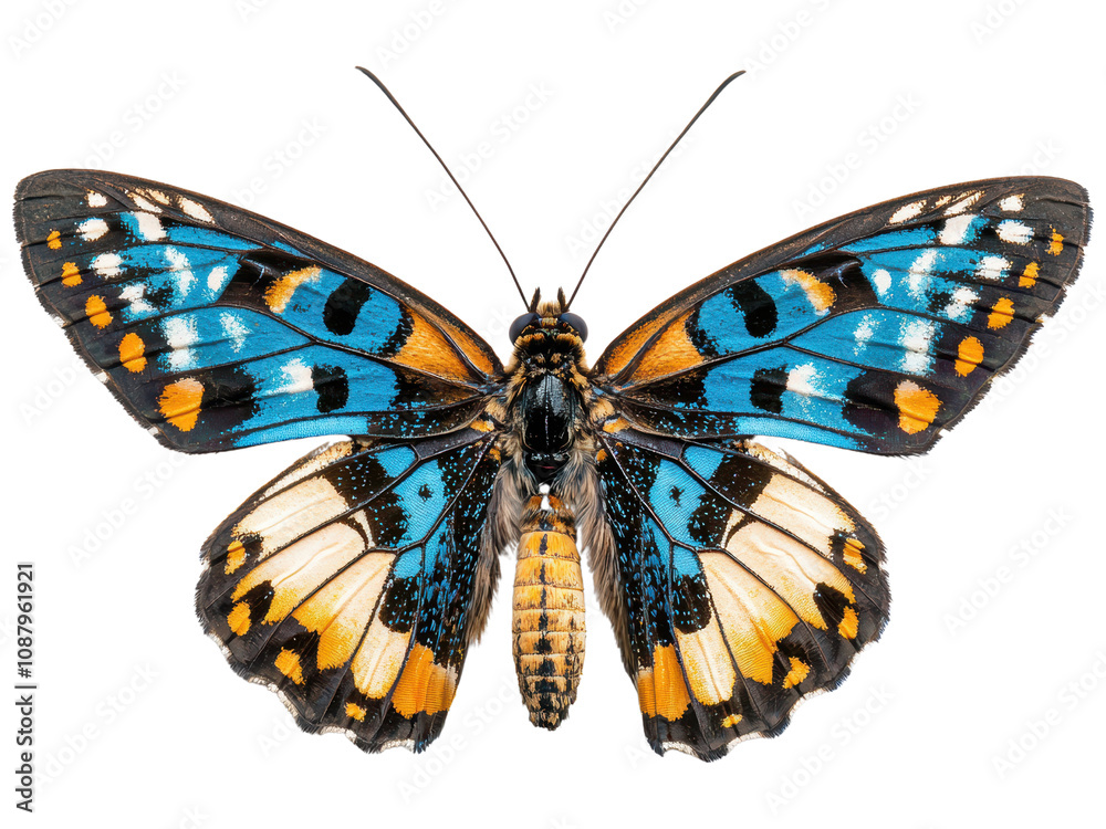 Obraz premium Vibrant Blue Butterfly with Colorful Patterns