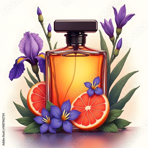 Mystical Citrus Finesse: A Harmonious Blend of Grapefruit, Peppermint, Iris, Violet, Sandalwood, and Opoponax photo