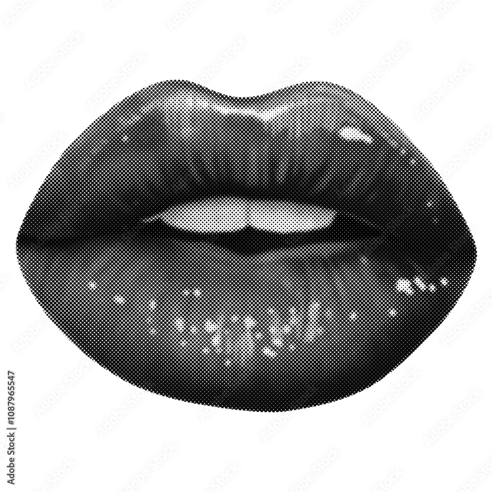 Pixelated effect applied to lips. Pixelated effect applied to lips.
