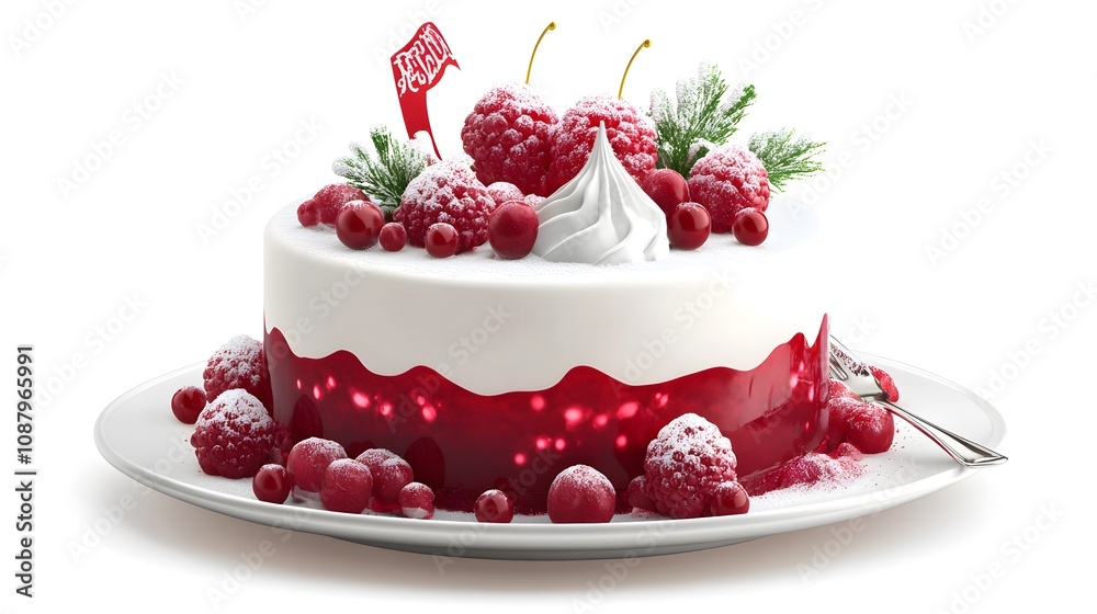 Christmas cake christmas dessert cream.on white Christmas cake christmas dessert cream.on white
