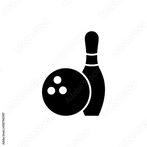 Bowling icon vector. bowling ball and pin sign and symbol.
