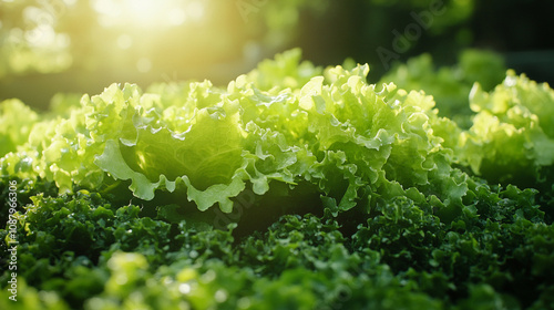 Freshly grown lettuce plants thriving in a greenhouse environment, symbolizing growth, sustainability, and the benefits of controlled, eco-friendly farming practices for healthy living and fresh produ photo