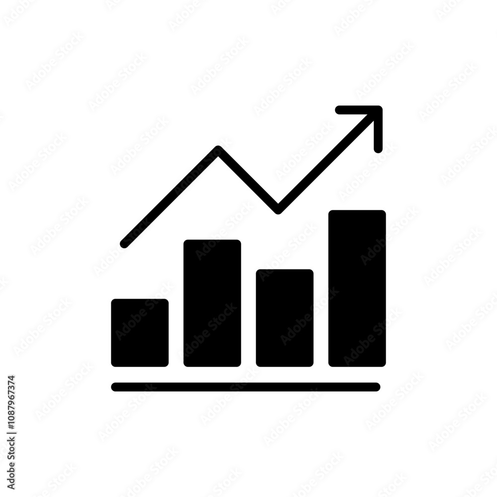 Growing graph icon vector. Chart sign and symbol. diagram icon Growing graph icon vector. Chart sign and symbol. diagram icon