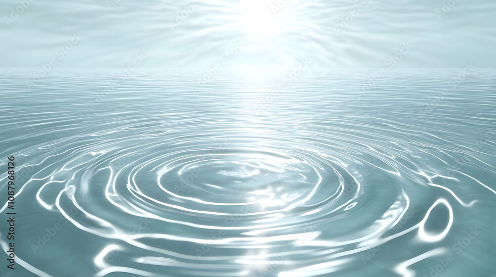 Serene 3D Render of Rippling Water Under a Bright Sun Serene 3D Render of Rippling Water Under a Bright Sun
