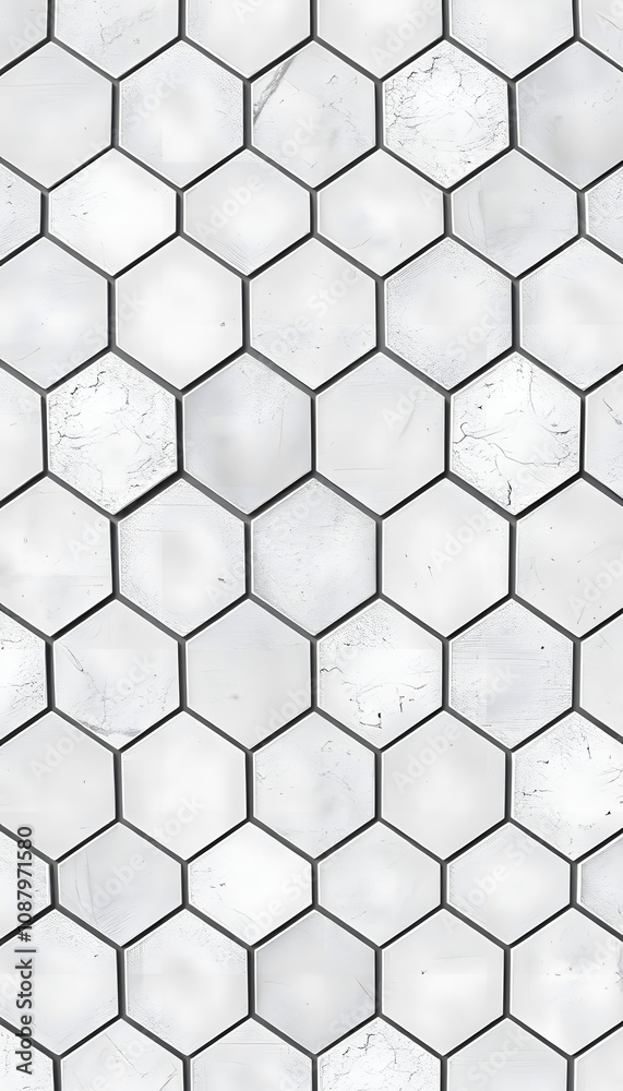 Textured hexagon patterned tile background floor or wall, sticker style