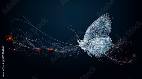Abstract butterfly light is flying in the sky, butterfly light