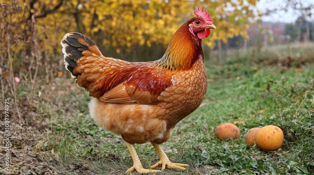 Fototapeta premium A Stunning Orpington Hen in Autumnal Setting