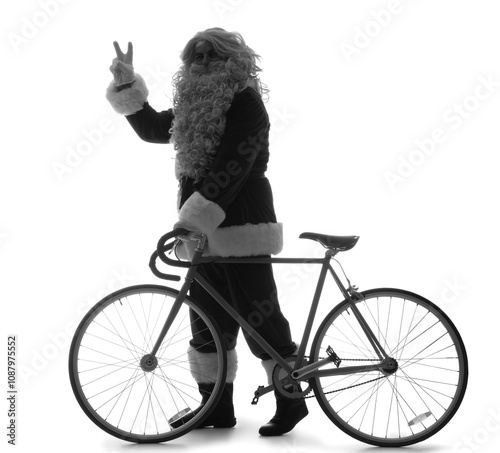 Silhouette of Santa Claus w...