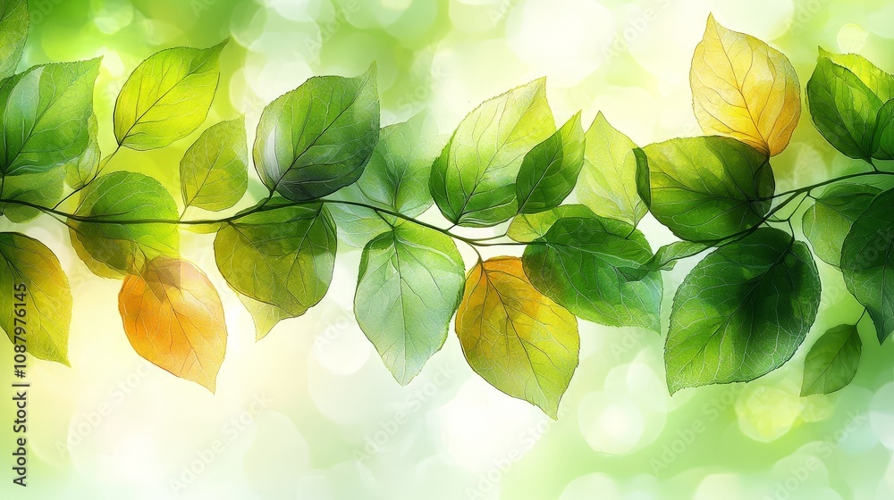 A vibrant illustration of green leaves with a soft, blurred background. A vibrant illustration of green leaves with a soft, blurred background.