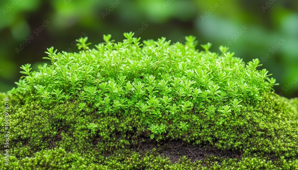 Lush green moss growing on a rock, showcasing vibrant textures and natural beauty in a tranquil environment. Lush green moss growing on a rock, showcasing vibrant textures and natural beauty in a tranquil environment.