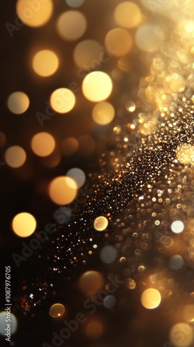 Blurred golden and silver bokeh lights creating a festive and celebratory atmosphere, perfect for backgrounds and special occasions