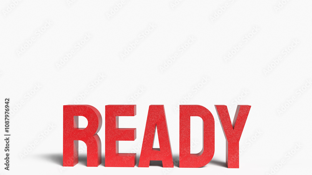 Fototapeta premium The ready red text on white background 3d rendering.