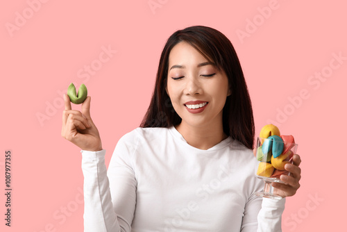 Young Asian woman with colo...