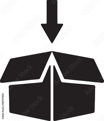 Illustration of an icon for placing items in an open cardboard box