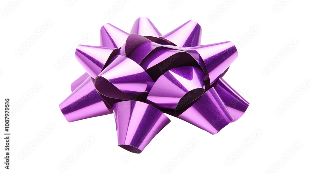 purple gift bow with smooth ribbons, isolated on white background. PNG transparent. purple gift bow with smooth ribbons, isolated on white background. PNG transparent.