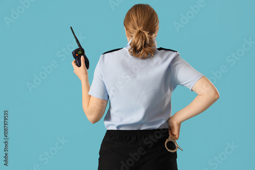 Young female police officer...