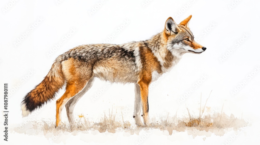 Coyote Watercolor Painting Coyote Watercolor Painting