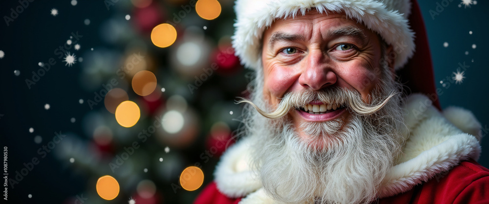 A cheerful Santa Claus with a warm smile and fluffy white beard stands in front of a twinkling Christmas tree, evoking festive, joyful holiday vibes amid gentle falling snow.
A cheerful Santa Claus with a warm smile and fluffy white beard stands in front of a twinkling Christmas tree, evoking festive, joyful holiday vibes amid gentle falling snow.