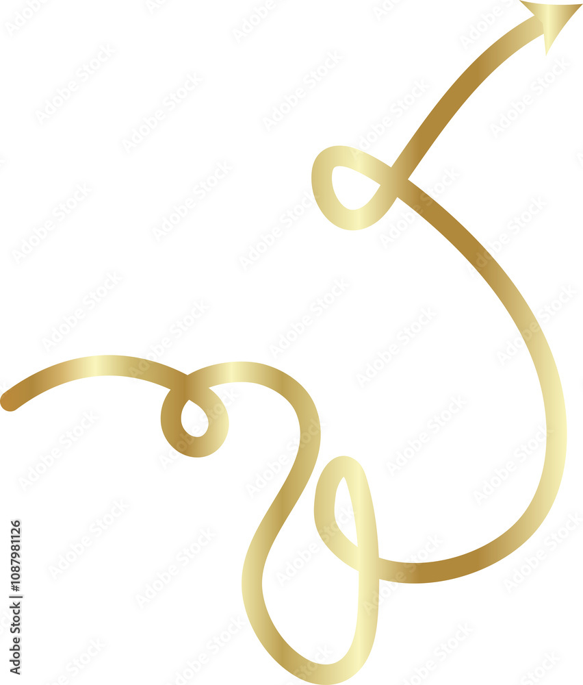 Obraz premium Golden arrow line, spiral, curve
