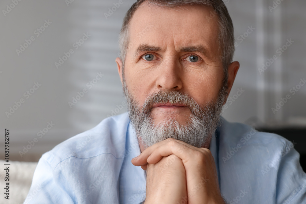Portrait of handsome senior man at home Portrait of handsome senior man at home