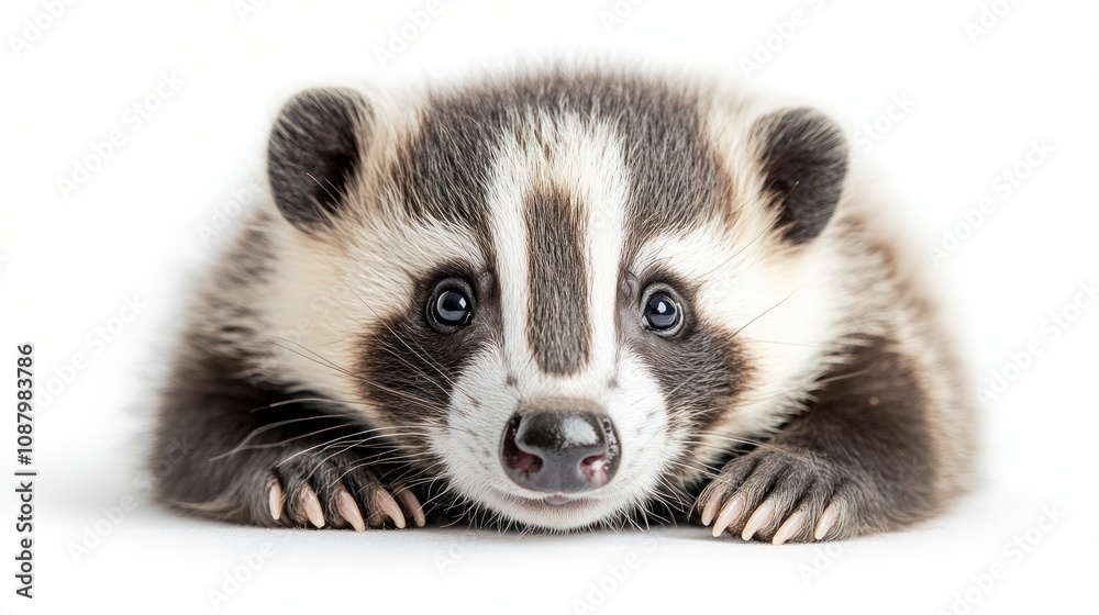 Fototapeta premium Adorable Baby Badger Portrait