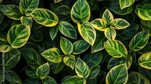 A close-up of a vibrant green and yellow foliage pattern.