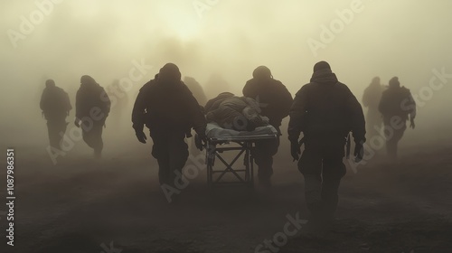 rescue scene on a modern battlefield
