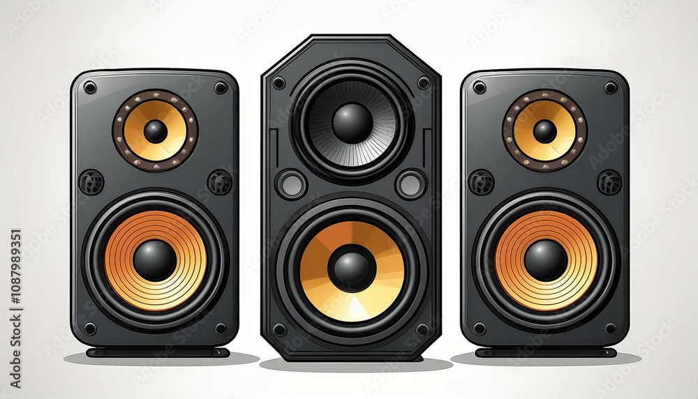 speakers isolated on white background set of
