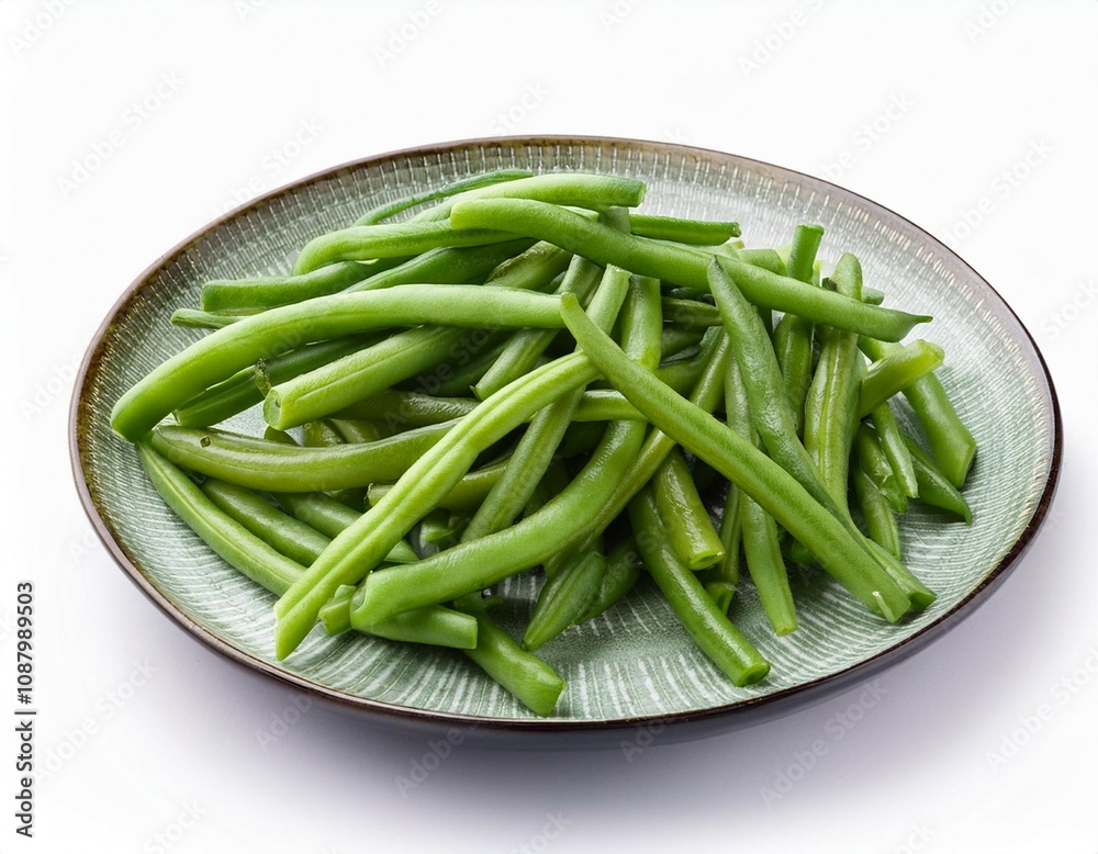steamed green beans isolated on white background set of steamed green beans isolated on white background set of
