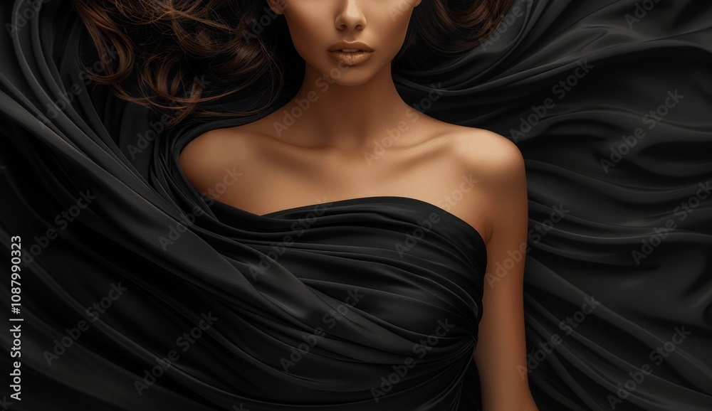Obraz premium Elegant Couple in Black Evening Attire in High Fashion Photo Shoot