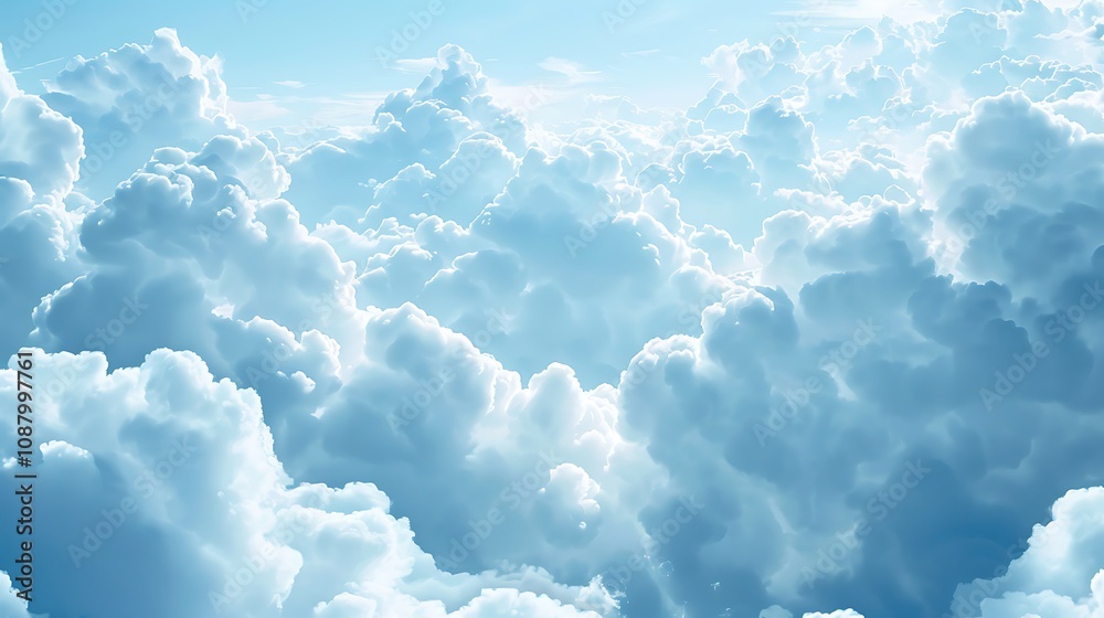 A serene view of fluffy clouds against a bright blue sky, evoking a sense of tranquility and openness. A serene view of fluffy clouds against a bright blue sky, evoking a sense of tranquility and openness.