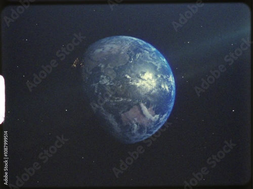 Earth in Super 8 Film treatment, in space vintage retro