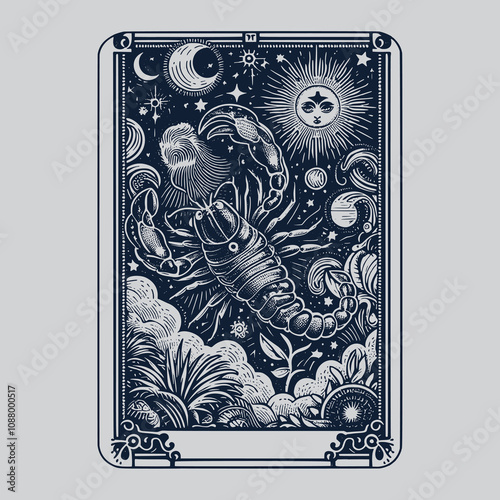 scorpio tarot tattoo with ancient zodiak symbols