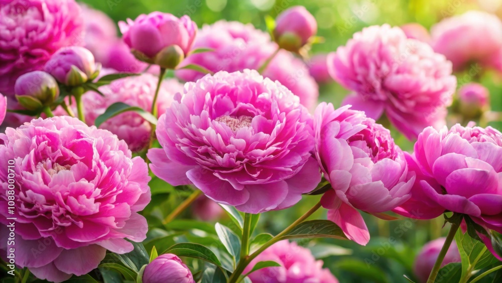 Pink peony flowers in full bloom creating a beautiful background, peony, pink, flower, blooming, vibrant, petals, garden, nature Pink peony flowers in full bloom creating a beautiful background, peony, pink, flower, blooming, vibrant, petals, garden, nature