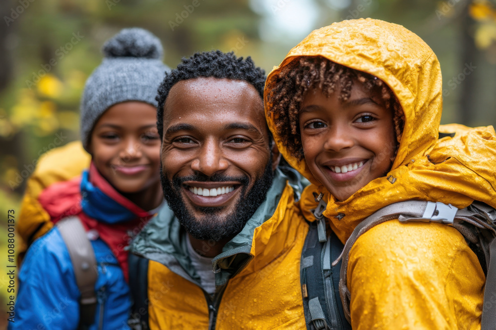 Family Happiness Tips. A smiling man and two children pose together outdoors, all wearing colorful jackets, surrounded by a vibrant autumn landscape. Family Happiness Tips. A smiling man and two children pose together outdoors, all wearing colorful jackets, surrounded by a vibrant autumn landscape.