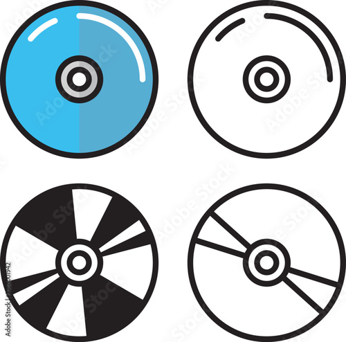A compact disc CD icon. Computer disc vector illustration.