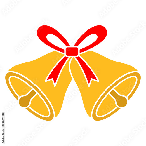 christmas bells with red ribbon