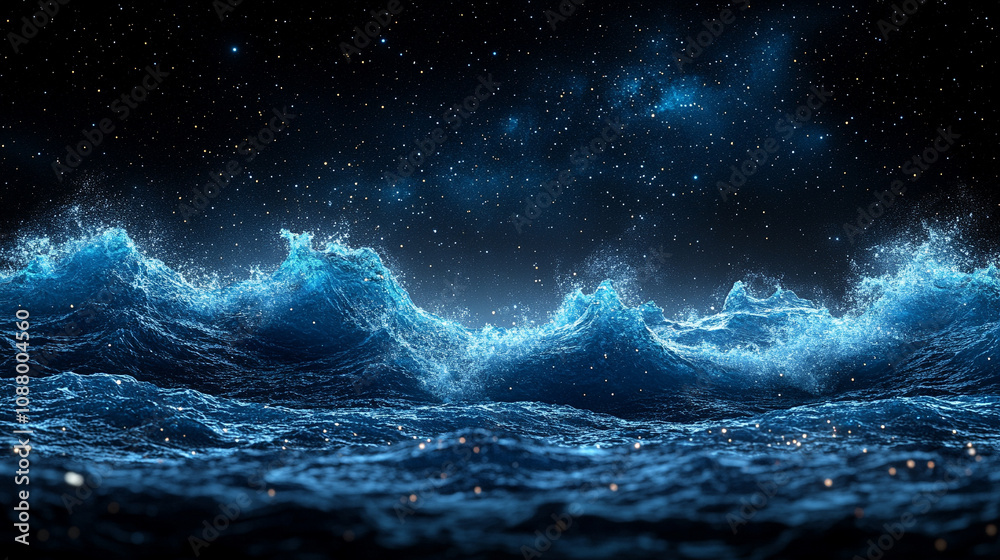 mesmerizing view of ocean waves gently rolling under a starry night sky, with a dreamy blurred background that evokes tranquility, wonder, and the infinite beauty of nature mesmerizing view of ocean waves gently rolling under a starry night sky, with a dreamy blurred background that evokes tranquility, wonder, and the infinite beauty of nature