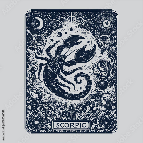 scorpio zodiak tarot tattoo with celestial vibes