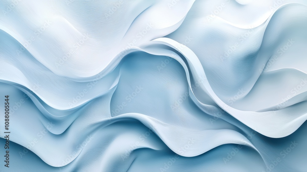 Obraz premium Soft Wavy Textures in Light Blue Tones Creating a Serene and Abstract Background Perfect for Minimalist Design and Artistic Projects