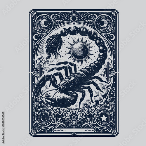 fantasy scorpio tarot tattoo illustration