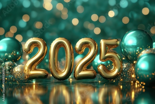 2025 Letters, Bokeh Lights and Festive New Year Decoration - New Year Banner