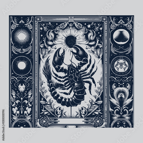 mystical scorpio zodiak tarot tattoo design