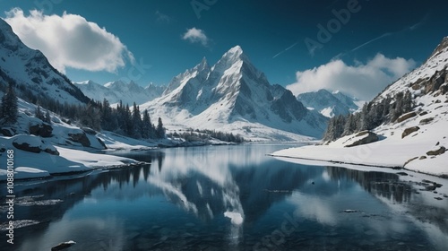 swiss mountains in winter