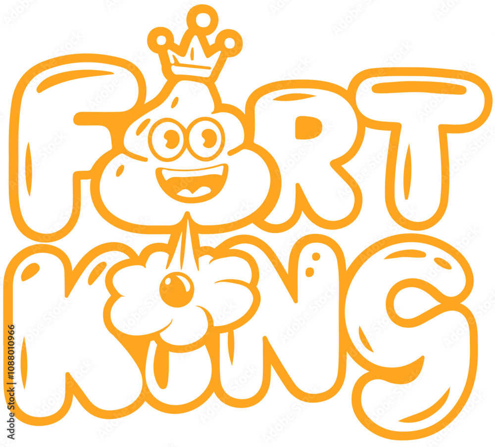 FART KING. This design delivers a balance of humor. It communicates the farter's identity with an engaging design that appeals to customers seeking joy and laughter. remember it with a smile.