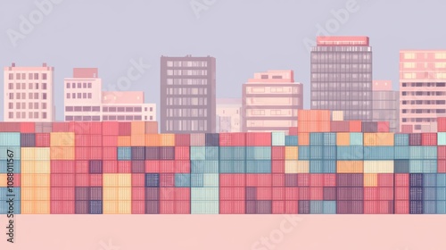 Organized Colorful Containers in a Urban Setting