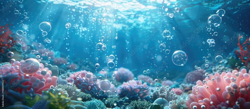 Underwater image featuring air bubbles