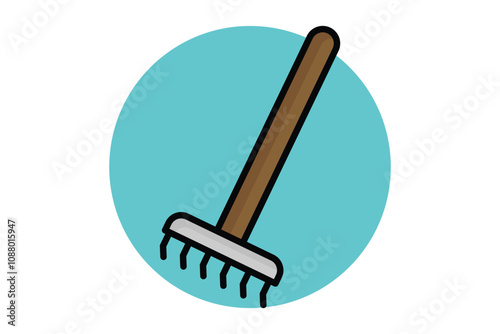 Rake icon. colored outline icon style. icon related to gardening. gardening tools elements vector illustration