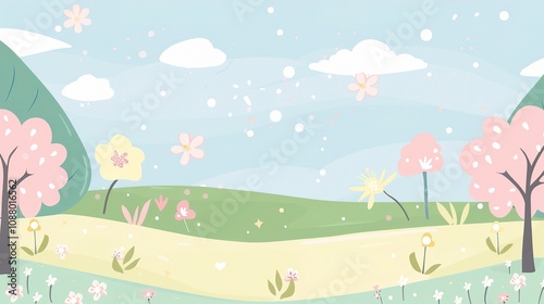 Cute Artistic Cartoon Background - A Whimsical World of Delightful Visuals. The Colorful and Playful Elements, with Their Charming Designs, Creating a Captivating and Imaginative Scene